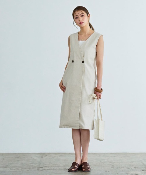 KOBE LETTUCE（コウベレタス）の「選べるリネンorデニムロングジレ（ベスト・レディース・ブラック/ブラック系1/ブラウン系/ブラウン系1/ベージュ系/ベージュ系1/その他/その他1・1/2）」の18枚目の写真