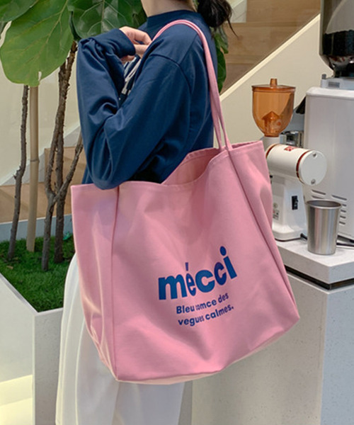 c.u.l（シーユーエル）の「【c.u.l】mecciロゴキャンパスカラートートバッグ cula394（トートバッグ・レディース・ピンク/イエロー/オレンジ/グリーン/アイボリー・FREE）」の4枚目の写真