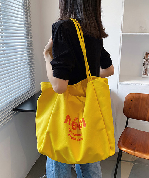 c.u.l（シーユーエル）の「【c.u.l】mecciロゴキャンパスカラートートバッグ cula394（トートバッグ・レディース・ピンク/イエロー/オレンジ/グリーン/アイボリー・FREE）」の10枚目の写真