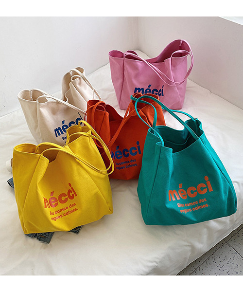 c.u.l（シーユーエル）の「【c.u.l】mecciロゴキャンパスカラートートバッグ cula394（トートバッグ・レディース・ピンク/イエロー/オレンジ/グリーン/アイボリー・FREE）」の20枚目の写真