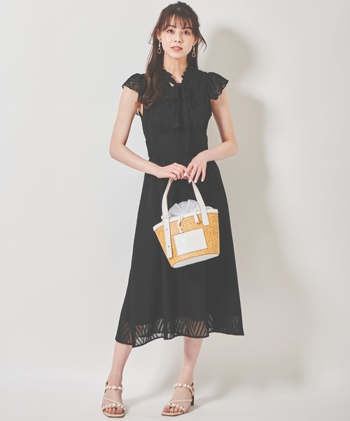 31 Sons de mode（トランテアン　ソン　ドゥ　モード）の「リボンタイラッフルスリーブワンピース（ワンピース・レディース・ピンク/ブラック/オフホワイト・36/38）」の12枚目の写真