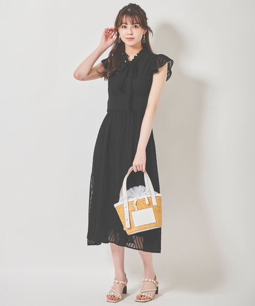 31 Sons de mode（トランテアン　ソン　ドゥ　モード）の「リボンタイラッフルスリーブワンピース（ワンピース・レディース・ピンク/ブラック/オフホワイト・36/38）」の11枚目の写真