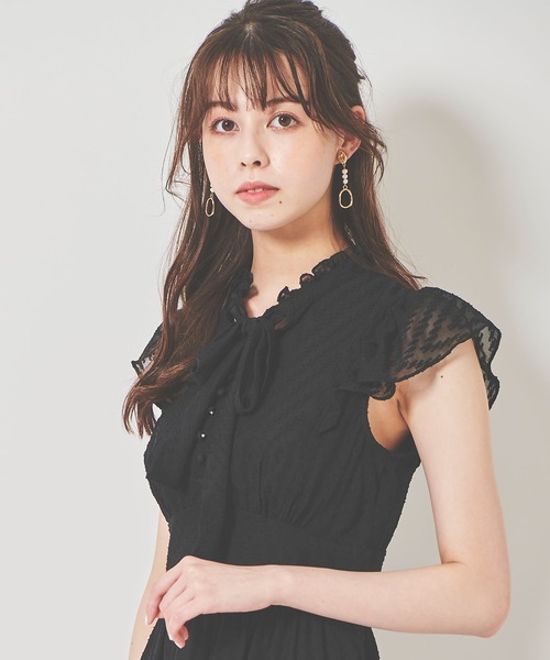 31 Sons de mode（トランテアン　ソン　ドゥ　モード）の「リボンタイラッフルスリーブワンピース（ワンピース・レディース・ピンク/ブラック/オフホワイト・36/38）」の16枚目の写真