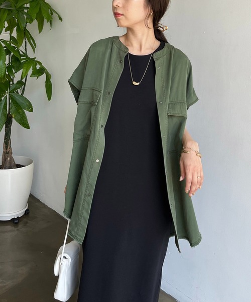 CAPRICIEUX LE'MAGE（カプリシューレマージュ）の「テンセルワークシャツ（シャツ/ブラウス・レディース・ベージュ系その他/カーキ・FREE）」の9枚目の写真