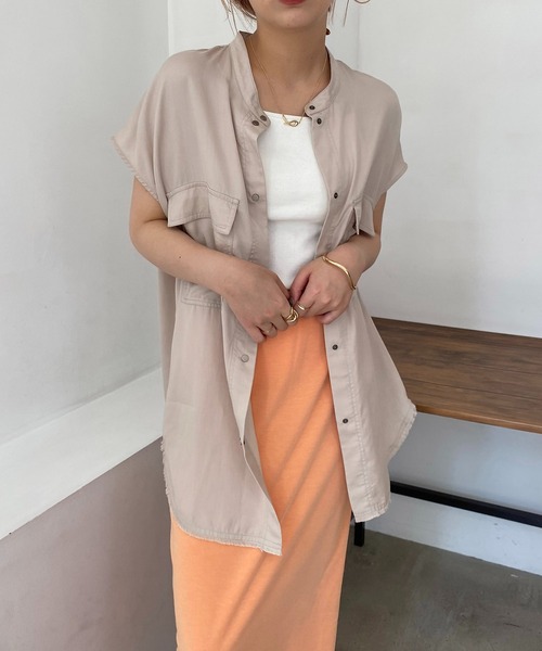 CAPRICIEUX LE'MAGE（カプリシューレマージュ）の「テンセルワークシャツ（シャツ/ブラウス・レディース・ベージュ系その他/カーキ・FREE）」の10枚目の写真