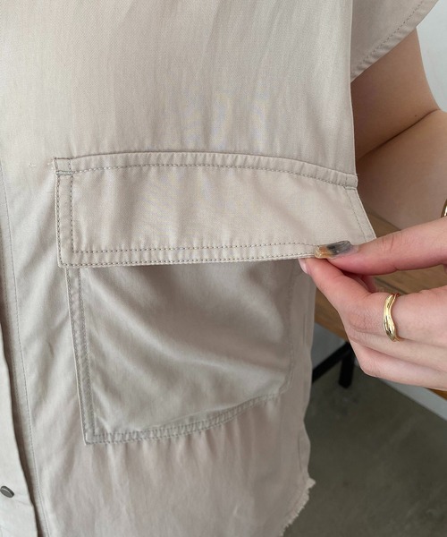 CAPRICIEUX LE'MAGE（カプリシューレマージュ）の「テンセルワークシャツ（シャツ/ブラウス・レディース・ベージュ系その他/カーキ・FREE）」の5枚目の写真