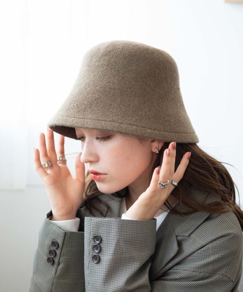 WEGO(ウィゴー)の「WEGO/フェルトクローシュハット(ハット・レディース・オフホワイト/ブラック/ベージュ/杢グレー/カーキ・FREE)」の5枚目の写真