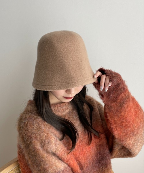 WEGO(ウィゴー)の「WEGO/フェルトクローシュハット(ハット・レディース・オフホワイト/ブラック/ベージュ/杢グレー/カーキ・FREE)」の7枚目の写真