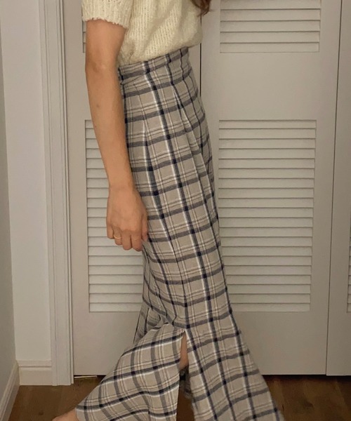 LAUIR（ラウアー）の「チェックマーメイドスカート（スカート・レディース・グリーン/ブラウン/ネイビー/ベージュ・LARGE/X-LARGE/SMALL/MEDIUM）」の10枚目の写真