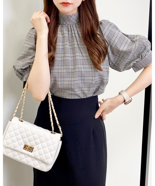 INGNI(イング)の「2WAYリボンチェック柄ブラウス(シャツ/ブラウス・レディース・ブラック/ブラウン系その他2・M)」の7枚目の写真