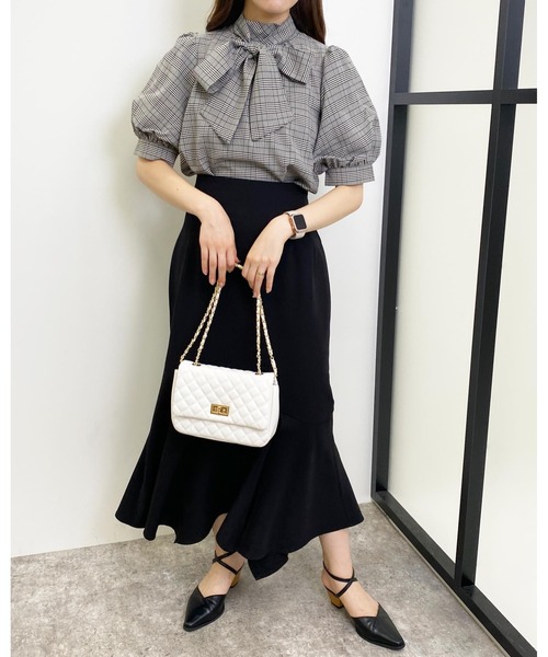INGNI(イング)の「2WAYリボンチェック柄ブラウス(シャツ/ブラウス・レディース・ブラック/ブラウン系その他2・M)」の8枚目の写真
