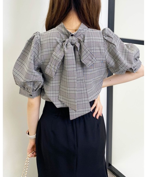 INGNI(イング)の「2WAYリボンチェック柄ブラウス(シャツ/ブラウス・レディース・ブラック/ブラウン系その他2・M)」の10枚目の写真