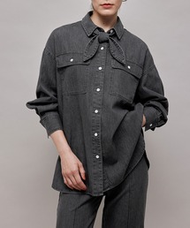 ROPE' | セットアップ対応/サスティナブルタイ付きデニムシャツ(シャツ/ブラウス)