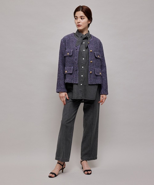 ROPE'（ロペ）の「セットアップ対応/サスティナブルタイ付きデニムシャツ（シャツ/ブラウス・レディース・ブラック/ブルー系その他4・38）」の4枚目の写真