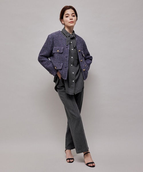 ROPE'（ロペ）の「セットアップ対応/サスティナブルタイ付きデニムシャツ（シャツ/ブラウス・レディース・ブラック/ブルー系その他4・38）」の22枚目の写真