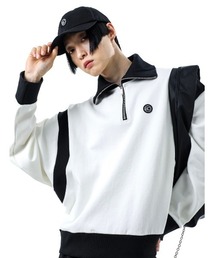 【BASIC COTTON/ベーシックコットン】MIX ZIP-UP MTM /ジップアップ ハーフジップ スウェット