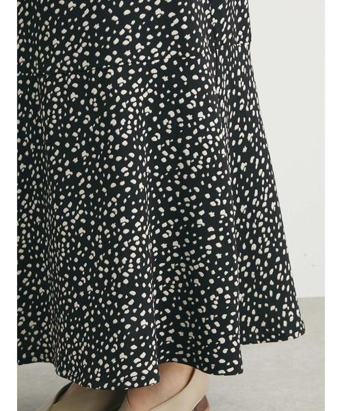 Green　Parks（グリーンパークス）の「裾切替柄スカート（スカート・レディース・ブラック/ベージュ/ブラウン・FREE）」の9枚目の写真