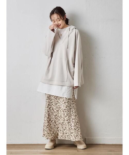 Green　Parks（グリーンパークス）の「裾切替柄スカート（スカート・レディース・ブラック/ベージュ/ブラウン・FREE）」の10枚目の写真