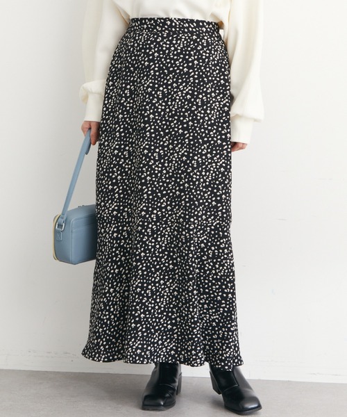 Green　Parks（グリーンパークス）の「裾切替柄スカート（スカート・レディース・ブラック/ベージュ/ブラウン・FREE）」の2枚目の写真