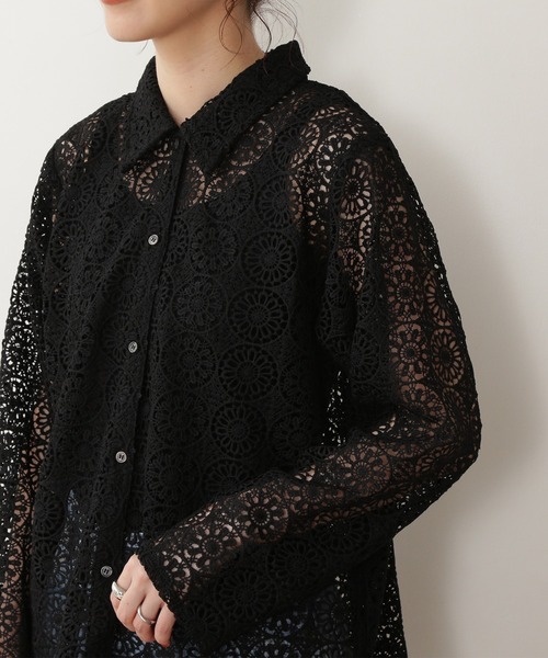 N.（N. Natural Beauty Basic）（エヌエヌナチュラルビューティーベーシック）の「◆レトロレースシャツ（シャツ/ブラウス・レディース・ブラック/ナチュラル・MEDIUM）」の4枚目の写真