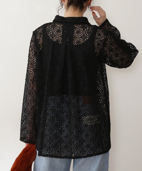 N.（N. Natural Beauty Basic）（エヌエヌナチュラルビューティーベーシック）の「◆レトロレースシャツ（シャツ/ブラウス・レディース・ブラック/ナチュラル・MEDIUM）」の3枚目の写真