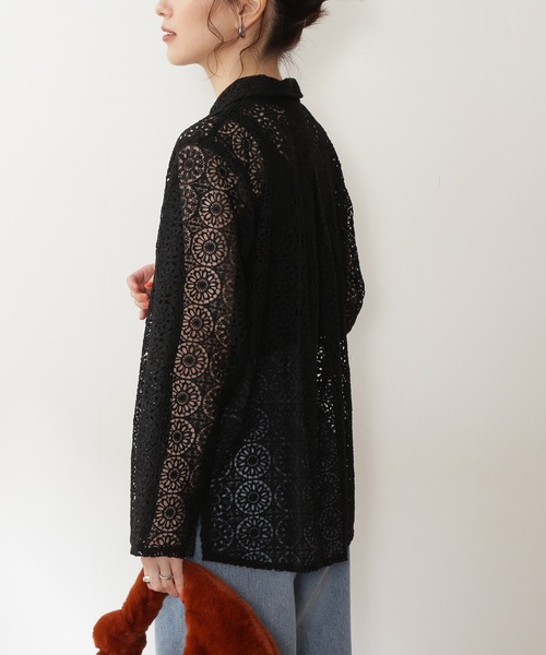 N.（N. Natural Beauty Basic）（エヌエヌナチュラルビューティーベーシック）の「◆レトロレースシャツ（シャツ/ブラウス・レディース・ブラック/ナチュラル・MEDIUM）」の6枚目の写真