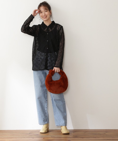 N.（N. Natural Beauty Basic）（エヌエヌナチュラルビューティーベーシック）の「◆レトロレースシャツ（シャツ/ブラウス・レディース・ブラック/ナチュラル・MEDIUM）」の7枚目の写真