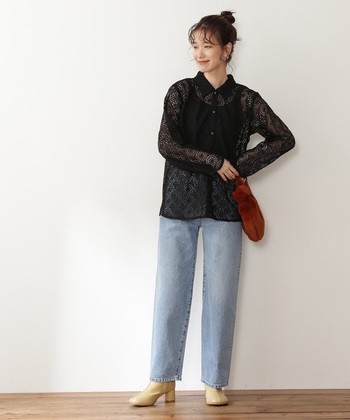 N.（N. Natural Beauty Basic）（エヌエヌナチュラルビューティーベーシック）の「◆レトロレースシャツ（シャツ/ブラウス・レディース・ブラック/ナチュラル・MEDIUM）」の8枚目の写真
