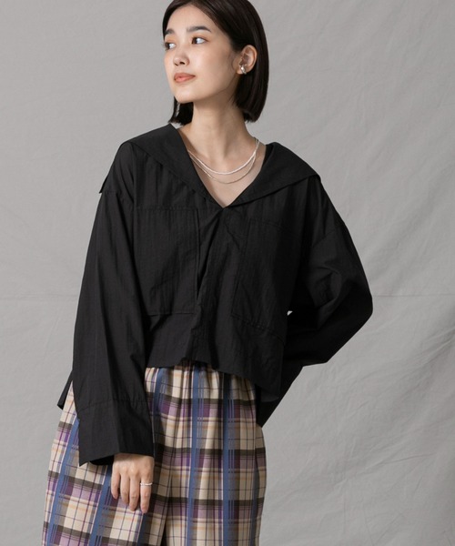 CLOCHE（クロシェ）の「セーラーショート丈プルオーバー（シャツ/ブラウス・レディース・ブラック・FREE）」の3枚目の写真