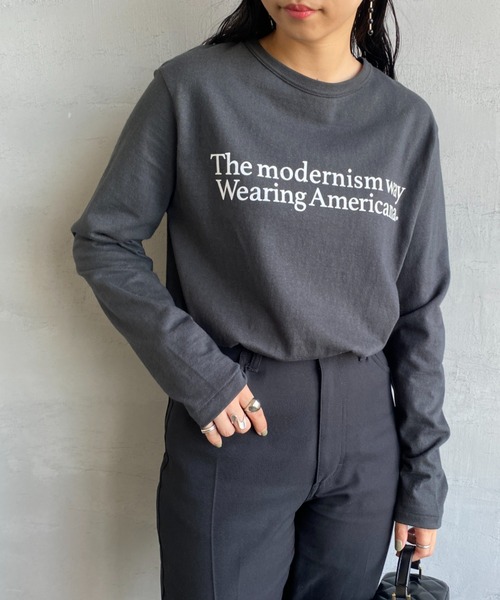 AMERICANA（アメリカーナ）の「[Americana/アメリカーナ] フロッキーロゴプリントロンT（Tシャツ/カットソー・レディース・オフホワイト/チョコ/スミクロ・ONE SIZE）」の3枚目の写真