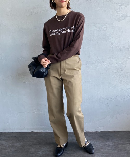 AMERICANA（アメリカーナ）の「[Americana/アメリカーナ] フロッキーロゴプリントロンT（Tシャツ/カットソー・レディース・オフホワイト/チョコ/スミクロ・ONE SIZE）」の7枚目の写真