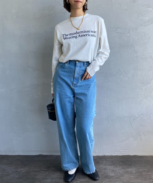 AMERICANA（アメリカーナ）の「[Americana/アメリカーナ] フロッキーロゴプリントロンT（Tシャツ/カットソー・レディース・オフホワイト/チョコ/スミクロ・ONE SIZE）」の10枚目の写真