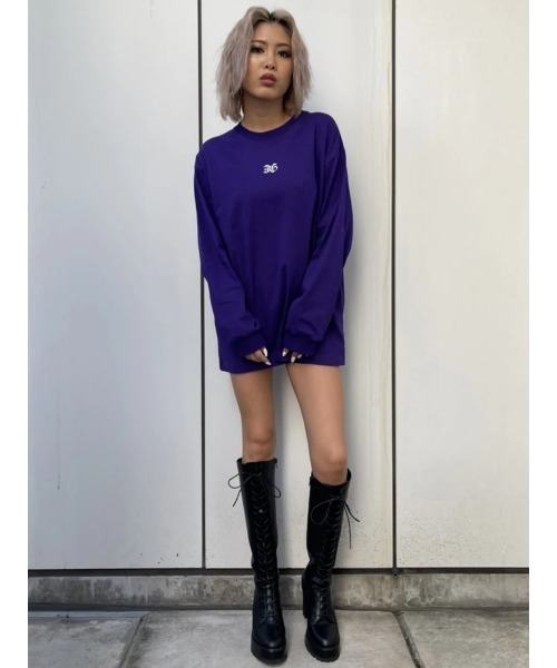 EGOIST（エゴイスト）の「フロント刺繍ユニセックスロンT（Tシャツ/カットソー・レディース・ホワイト/ブラック/パープル・FREE）」の7枚目の写真