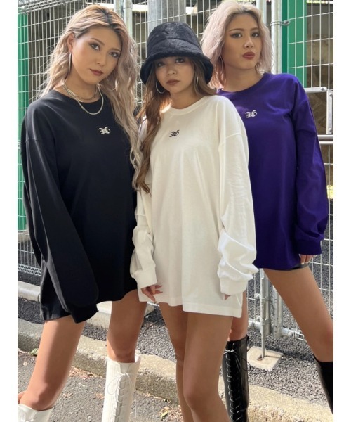 EGOIST（エゴイスト）の「フロント刺繍ユニセックスロンT（Tシャツ/カットソー・レディース・ホワイト/ブラック/パープル・FREE）」の13枚目の写真