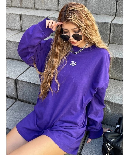 EGOIST（エゴイスト）の「フロント刺繍ユニセックスロンT（Tシャツ/カットソー・レディース・ホワイト/ブラック/パープル・FREE）」の10枚目の写真