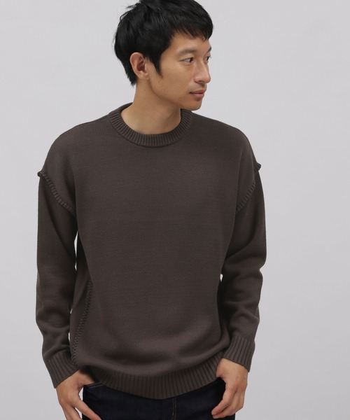 LAKOLE(ラコレ)の「ブランケットステッチプルオーバー / 295367(ニット/セーター・メンズ・チャコールグレー/ベージュ/オレンジ/ブルー・MEDIUM/LARGE)」の2枚目の写真
