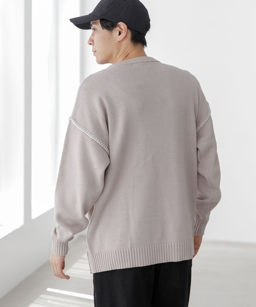 LAKOLE(ラコレ)の「ブランケットステッチプルオーバー / 295367(ニット/セーター・メンズ・チャコールグレー/ベージュ/オレンジ/ブルー・MEDIUM/LARGE)」の15枚目の写真