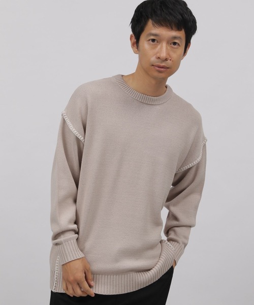 LAKOLE(ラコレ)の「ブランケットステッチプルオーバー / 295367(ニット/セーター・メンズ・チャコールグレー/ベージュ/オレンジ/ブルー・MEDIUM/LARGE)」の8枚目の写真