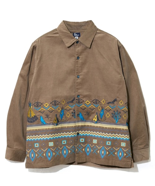 go slow caravan（ゴースローキャラバン）の「コーデュロイ パネル刺繍シャツ（シャツ/ブラウス・メンズ・グリーン/ダークグレー/モカ・LARGE/X-LARGE/MEDIUM）」の2枚目の写真