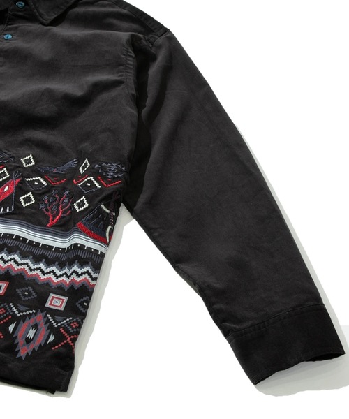 go slow caravan（ゴースローキャラバン）の「コーデュロイ パネル刺繍シャツ（シャツ/ブラウス・メンズ・グリーン/ダークグレー/モカ・LARGE/X-LARGE/MEDIUM）」の5枚目の写真