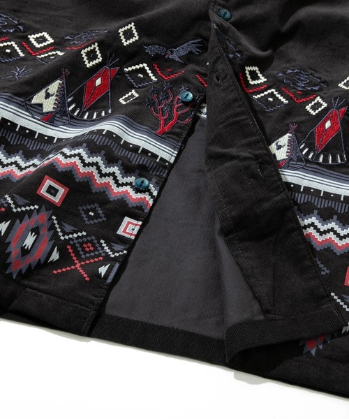 go slow caravan（ゴースローキャラバン）の「コーデュロイ パネル刺繍シャツ（シャツ/ブラウス・メンズ・グリーン/ダークグレー/モカ・LARGE/X-LARGE/MEDIUM）」の9枚目の写真