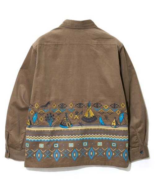 go slow caravan（ゴースローキャラバン）の「コーデュロイ パネル刺繍シャツ（シャツ/ブラウス・メンズ・グリーン/ダークグレー/モカ・LARGE/X-LARGE/MEDIUM）」の12枚目の写真