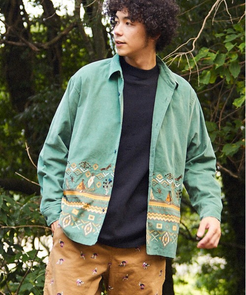 go slow caravan（ゴースローキャラバン）の「コーデュロイ パネル刺繍シャツ（シャツ/ブラウス・メンズ・グリーン/ダークグレー/モカ・LARGE/X-LARGE/MEDIUM）」の16枚目の写真