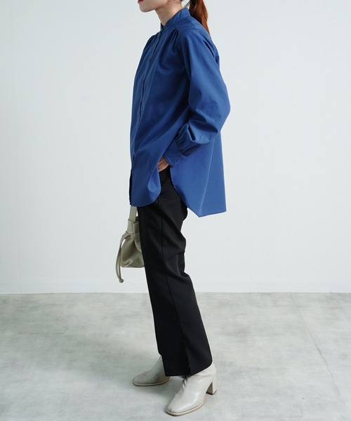 Fizz（フィズ）の「【Fizz/フィズ】　スタンドカラーパイピングブラウス（シャツ/ブラウス・レディース・チャコールグレー/ネイビー/グレイッシュベージュ・M/L）」の10枚目の写真