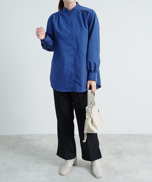 Fizz（フィズ）の「【Fizz/フィズ】　スタンドカラーパイピングブラウス（シャツ/ブラウス・レディース・チャコールグレー/ネイビー/グレイッシュベージュ・M/L）」の8枚目の写真