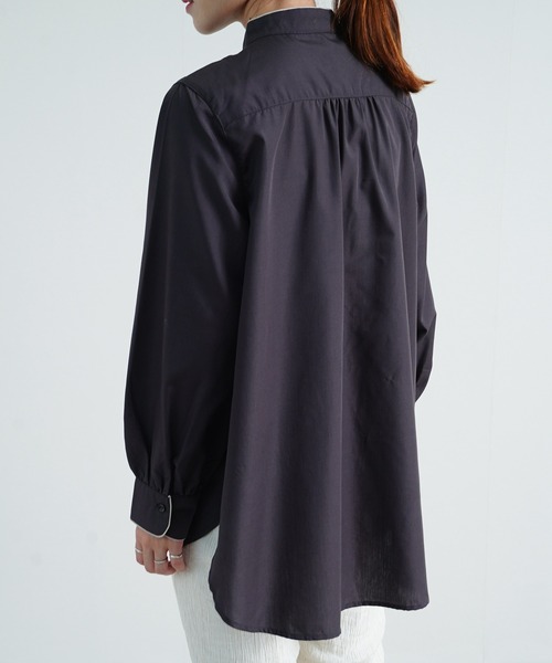 Fizz（フィズ）の「【Fizz/フィズ】　スタンドカラーパイピングブラウス（シャツ/ブラウス・レディース・チャコールグレー/ネイビー/グレイッシュベージュ・M/L）」の15枚目の写真