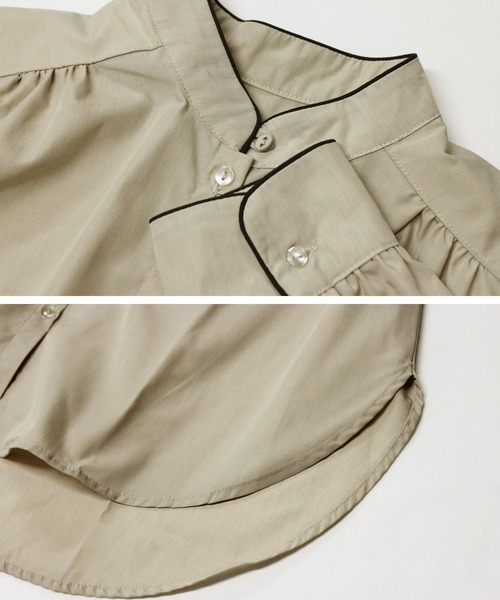 Fizz（フィズ）の「【Fizz/フィズ】　スタンドカラーパイピングブラウス（シャツ/ブラウス・レディース・チャコールグレー/ネイビー/グレイッシュベージュ・M/L）」の16枚目の写真