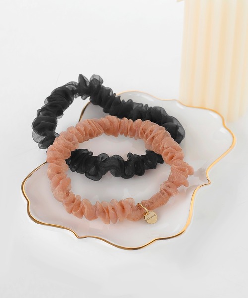 ANEMONE（アネモネ）の「オーガンジースリムシュシュ（シュシュ・レディース・ブラウン/ピンク/ブラック/ベージュ・FREE）」の4枚目の写真