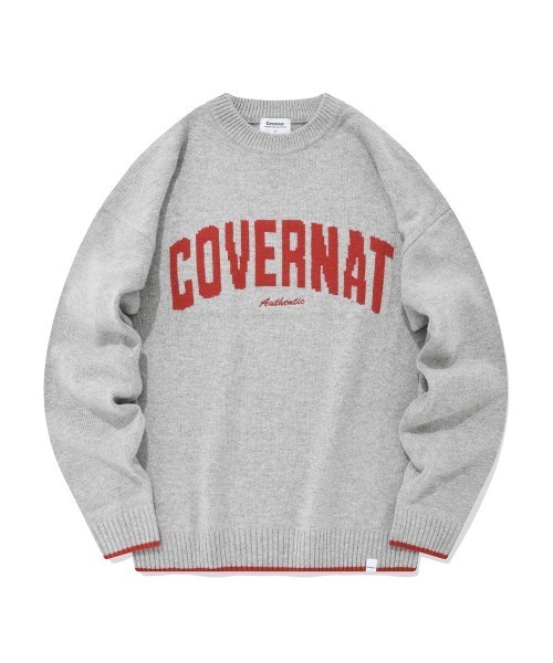 COVERNAT（カバーナット）の「【COVERNAT】ARCH LOGO KNIT / カバーナット フロント アーチ ロゴ ニット（ニット/セーター・メンズ・グレー/ネイビー/アイボリー・SMALL/MEDIUM/LARGE/X-LARGE）」の2枚目の写真