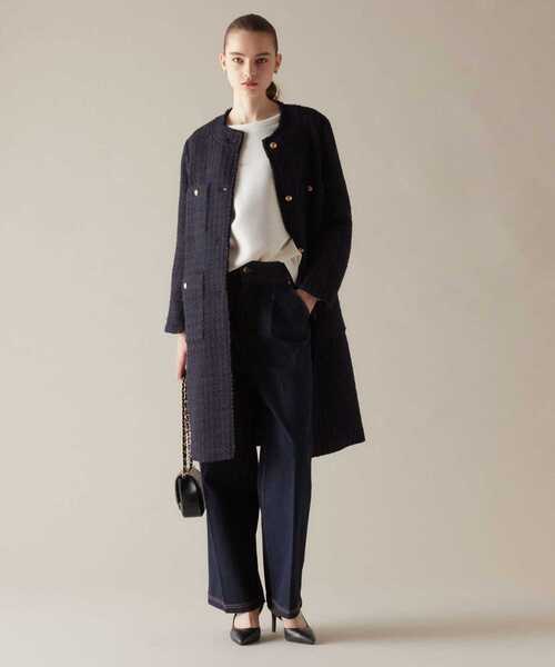 Liesse(リエス)の「千鳥柄コート(その他アウター・レディース・ホワイト/ネイビー・FREE)」の2枚目の写真